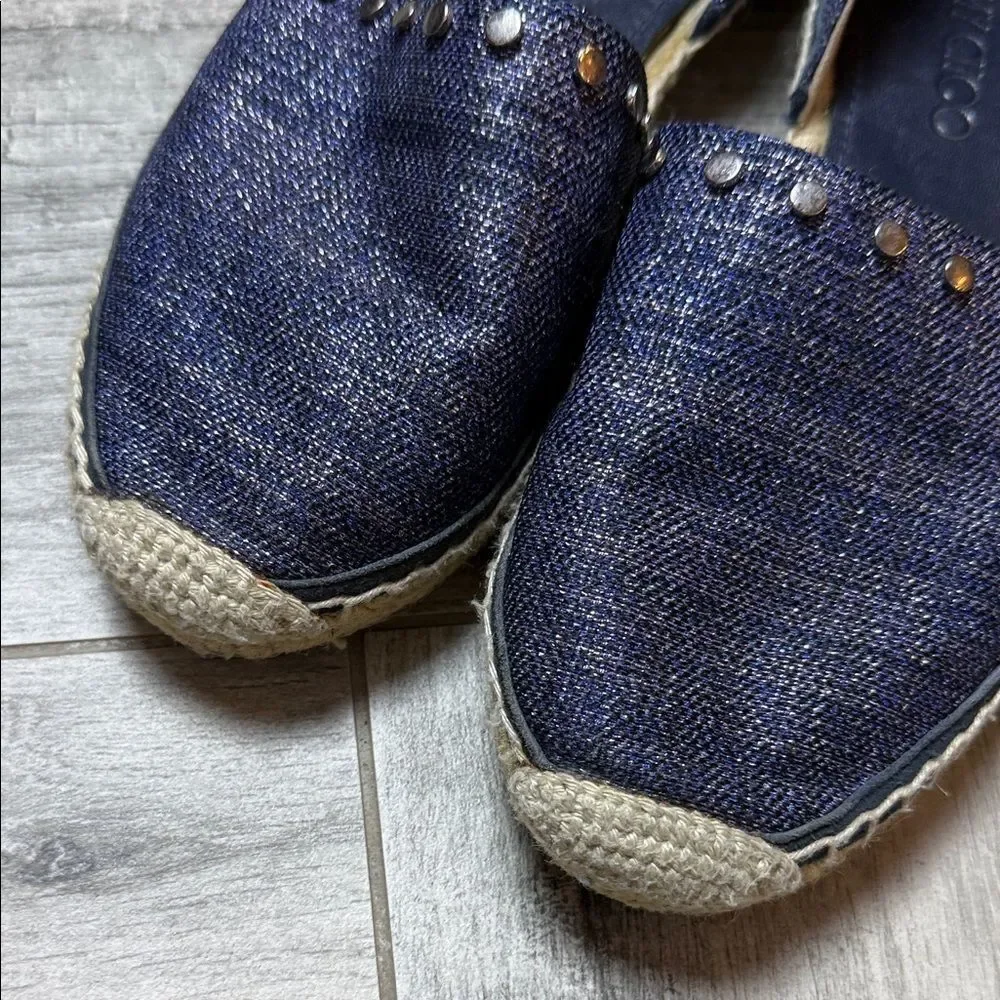 Jimmy Choo Dark Blue Espadrilles with Stud Accents Size 37 6.5 US